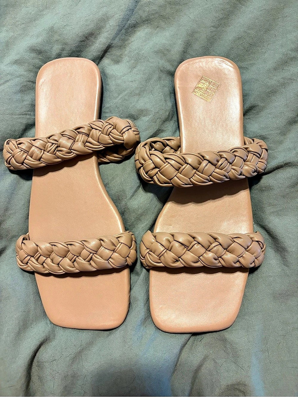 Braided Double-Strap Sandals in Brown